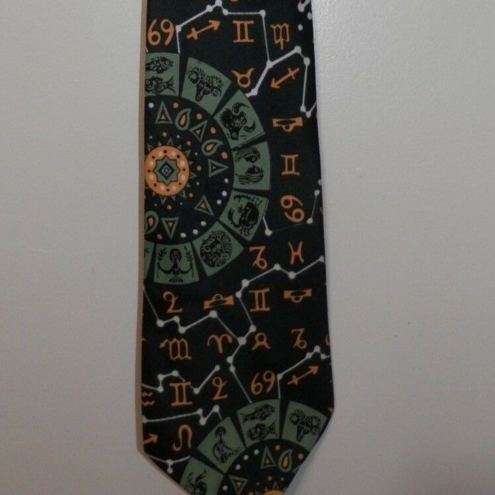 Mode Necktie Green Astrology Horoscope Signs Tie